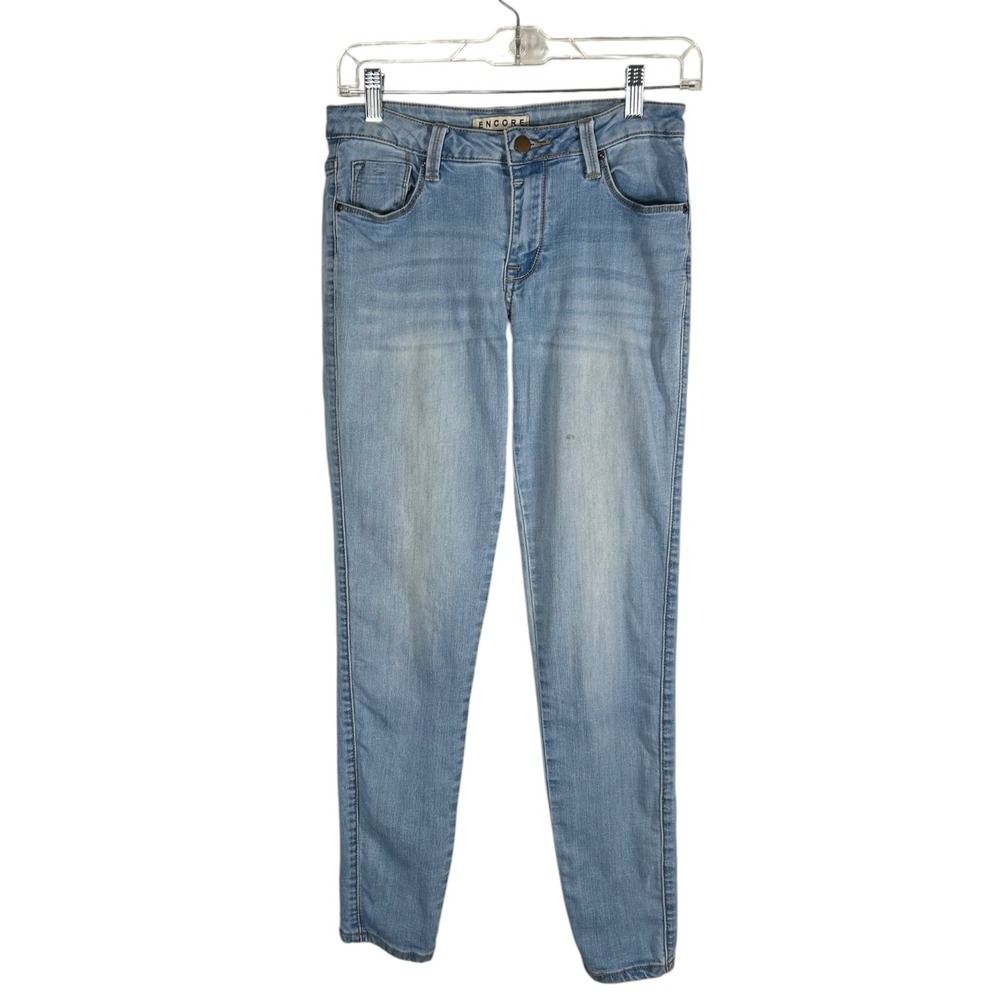 Encore Womens Light Wash Skinny Jeans Size 7 Blue Stretch 813R
